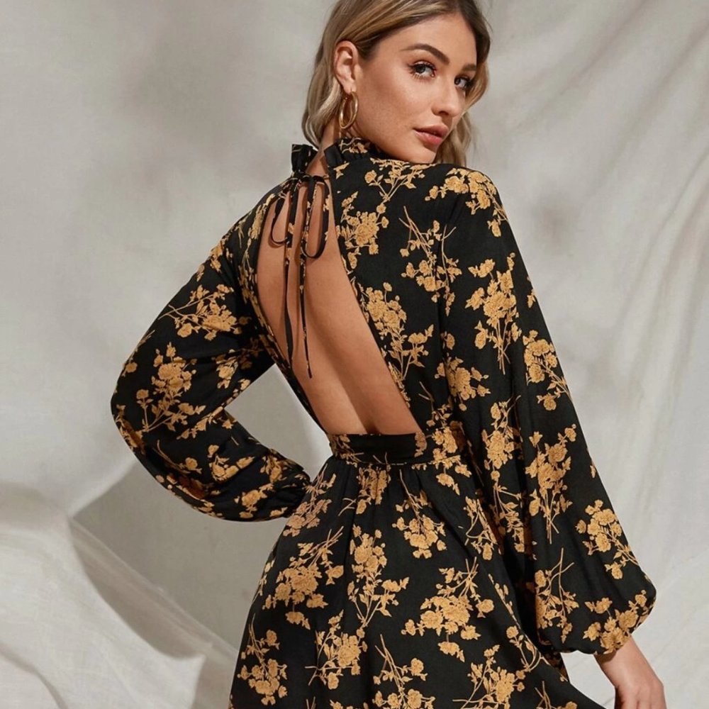 Open Back Floral Dress
